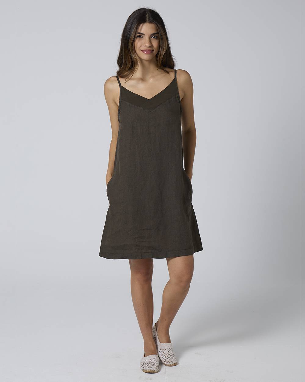 Vestit de lli amb butxaques