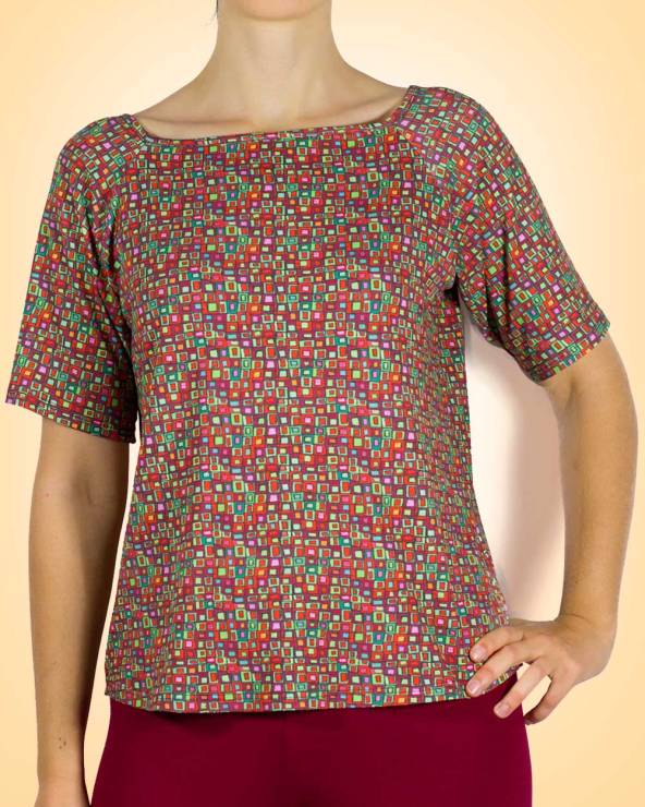 Camiseta de punto con manga corta y estampada.