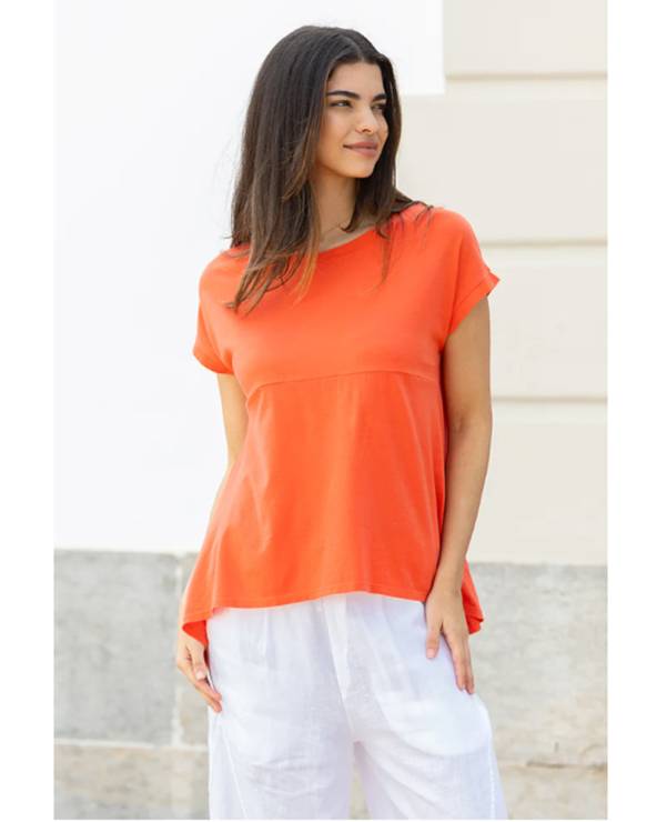 Camiseta de algodón color coral