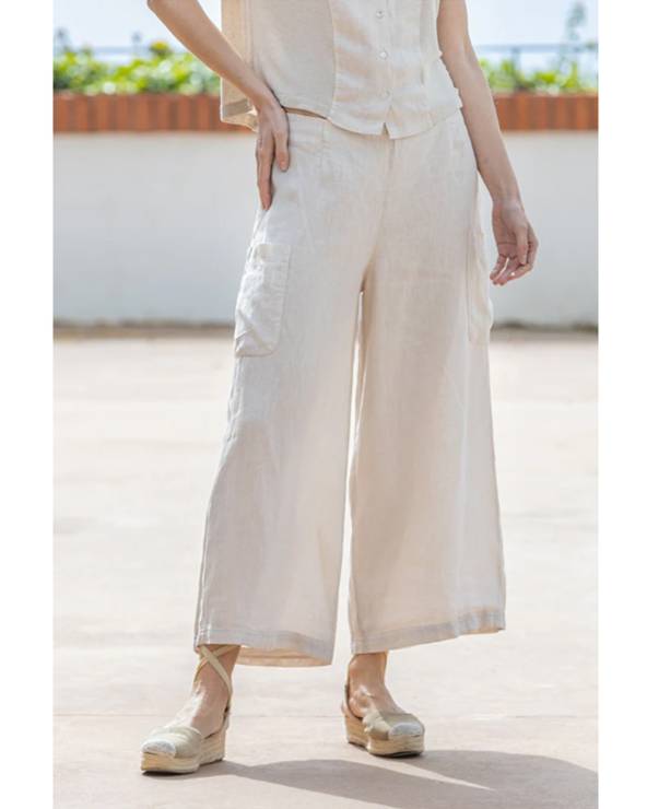 Pantalons de lli color cru