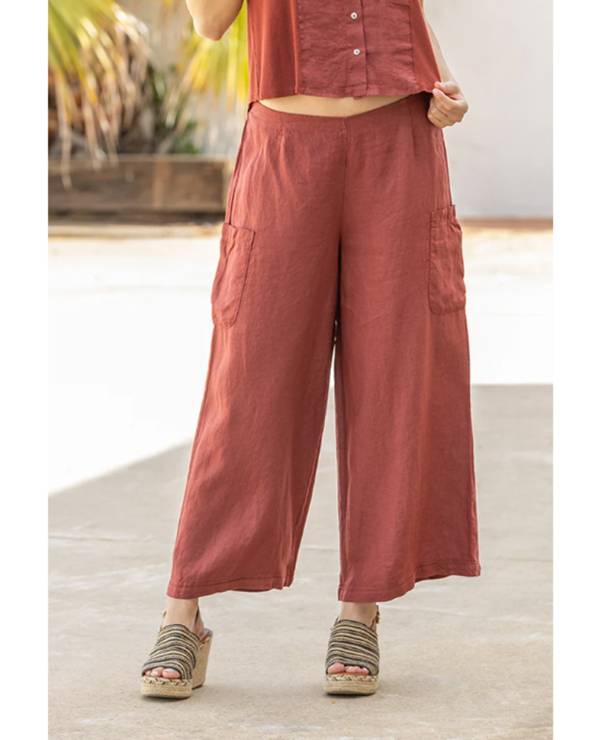Pantalones de lino color terracota