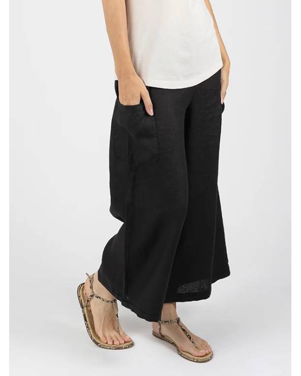 Pantaló pirata negre de lli. Marca fete