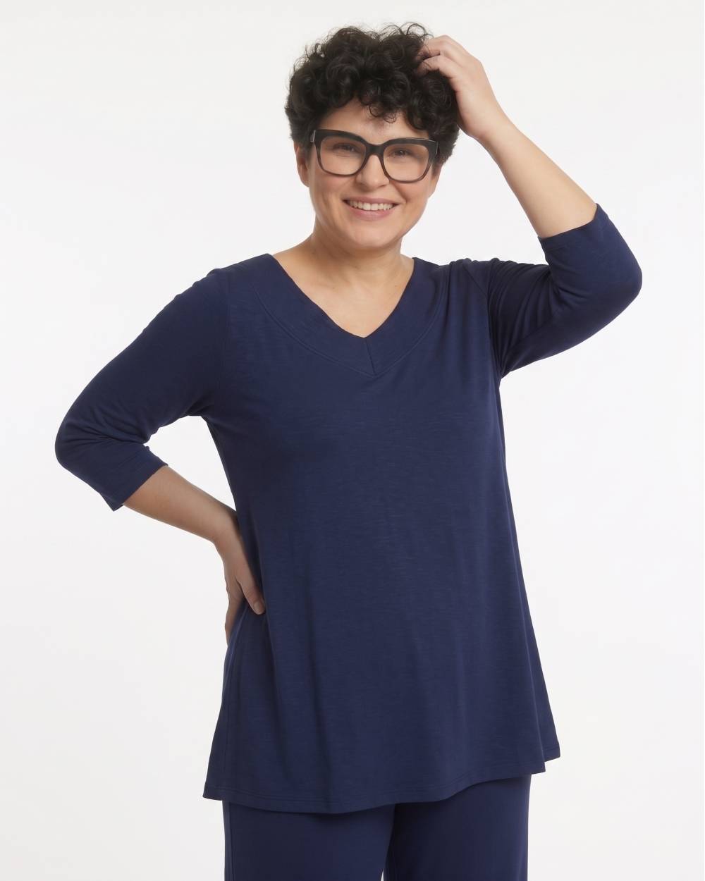 Blusa fluido de cuello en pico